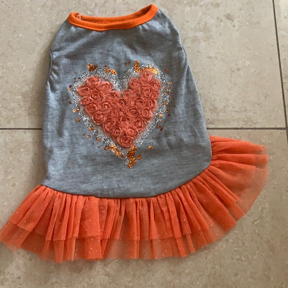 Dog heart dress with flowers